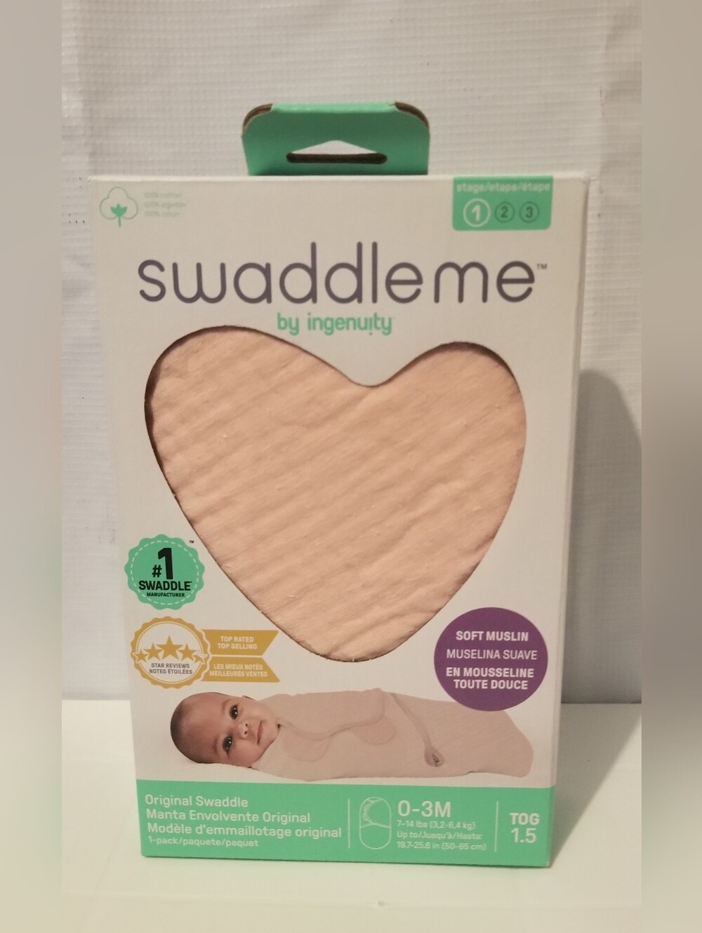SwaddleMe Original Swaddle by Ingenuity in Pink 0-3m